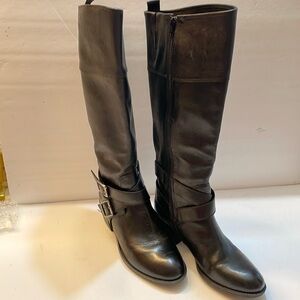 Black Leather Nuture Knee-high Boots Sz 9.5 Preowned
